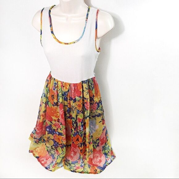 Blue Plate Floral Open Back Tank Dress Sz M - Picture 1 of 10